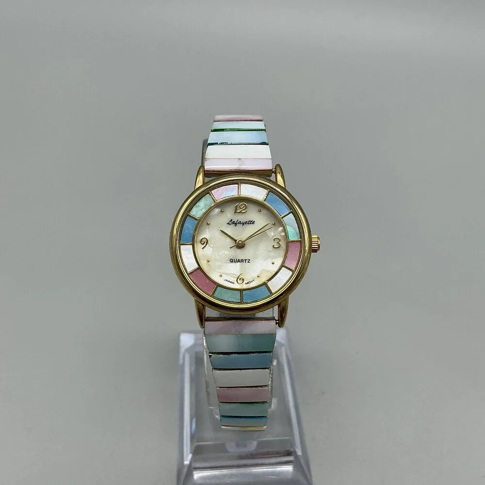 Lafayette Womens Watch 27mm Multicolor Dial Pastel Expansion Band New Battery